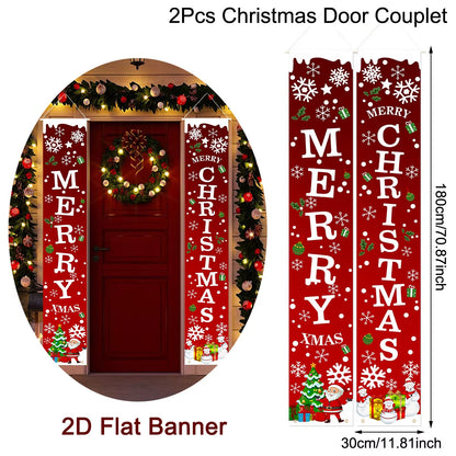 Christmas Door Banner Door Couplet Merry Christmas Decoration for Home 2025 Navidad Kerst Natal Noel Xmas Decor New Year 2026