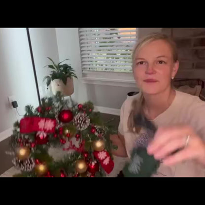 TUREHOM 16'' Sparkly Red Berries, Pine Cones & Reindeer Christmas Wreath - Pre-Decorated All-Weather Plastic Door Hanger for Front Door, Wall, / Holiday Party Decorations, Christmas Decor