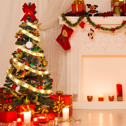 1Pc Christmas Tree Decorative Light, Battery-Powered 100LED Golden Ribbon Fairy Lights With 2 Modes (Fast/Slow Flash), For Christmas Tree, Bedroom, Porch, Holiday, Wedding, Christmas, Party And Gift Box