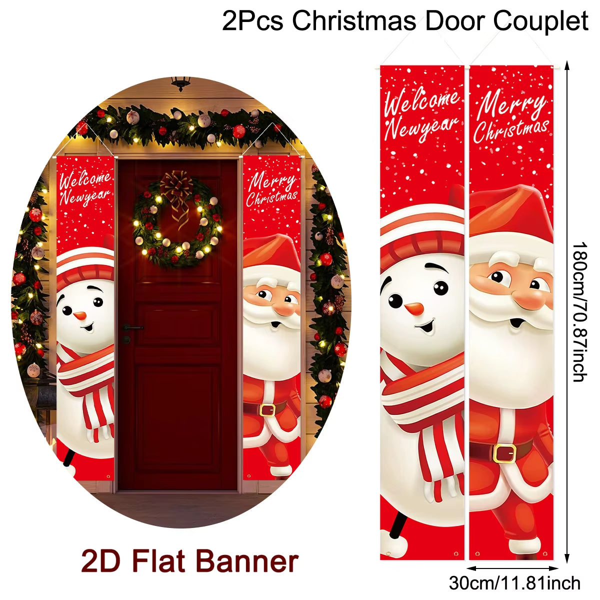 Christmas Door Banner Door Couplet Merry Christmas Decoration for Home 2025 Navidad Kerst Natal Noel Xmas Decor New Year 2026