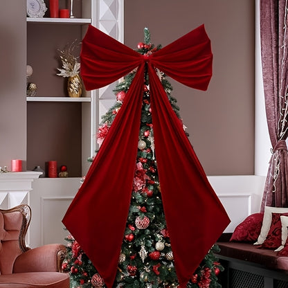 1pc Giant Luxurious Red Bow Party Decoration - 31.5 Inch Elegant Satin Tassel Ribbon with Large Full Round Bow & Long Trailing Tail, Self-Standing Design for Christmas, Birthdays, Weddings, New Year'S Eve - No /Electricity, D