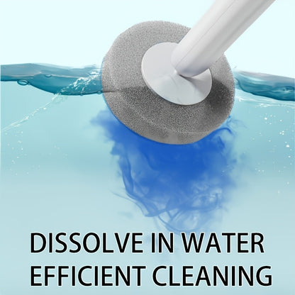 White Disposable Toilet Brush Set with Wall-Mounted Holder And Scrubbing Solution Wand Refills - Bathroom Cleaning Kit (1-Pack)