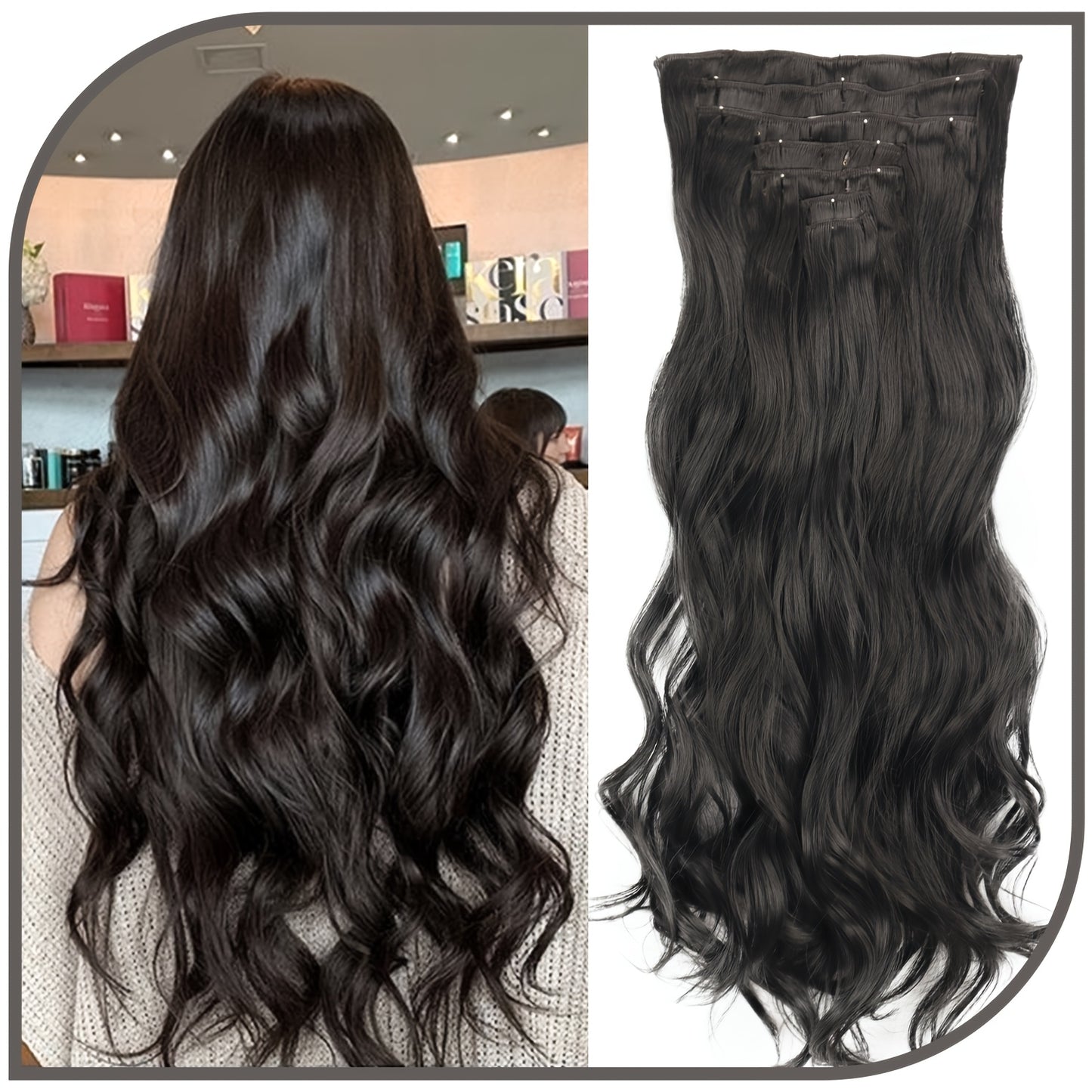 7 Sets (16 Clips) Clip-In Curly Hair Extensions for Women - 24" Long Blonde/Brown/Beige/Balayage Ombre Wavy Wig Pieces, -Looking Volume & Length for Everyday, Parties, Weddings, Sensitive Scalp Friendly - Easy Clip-On Extensi