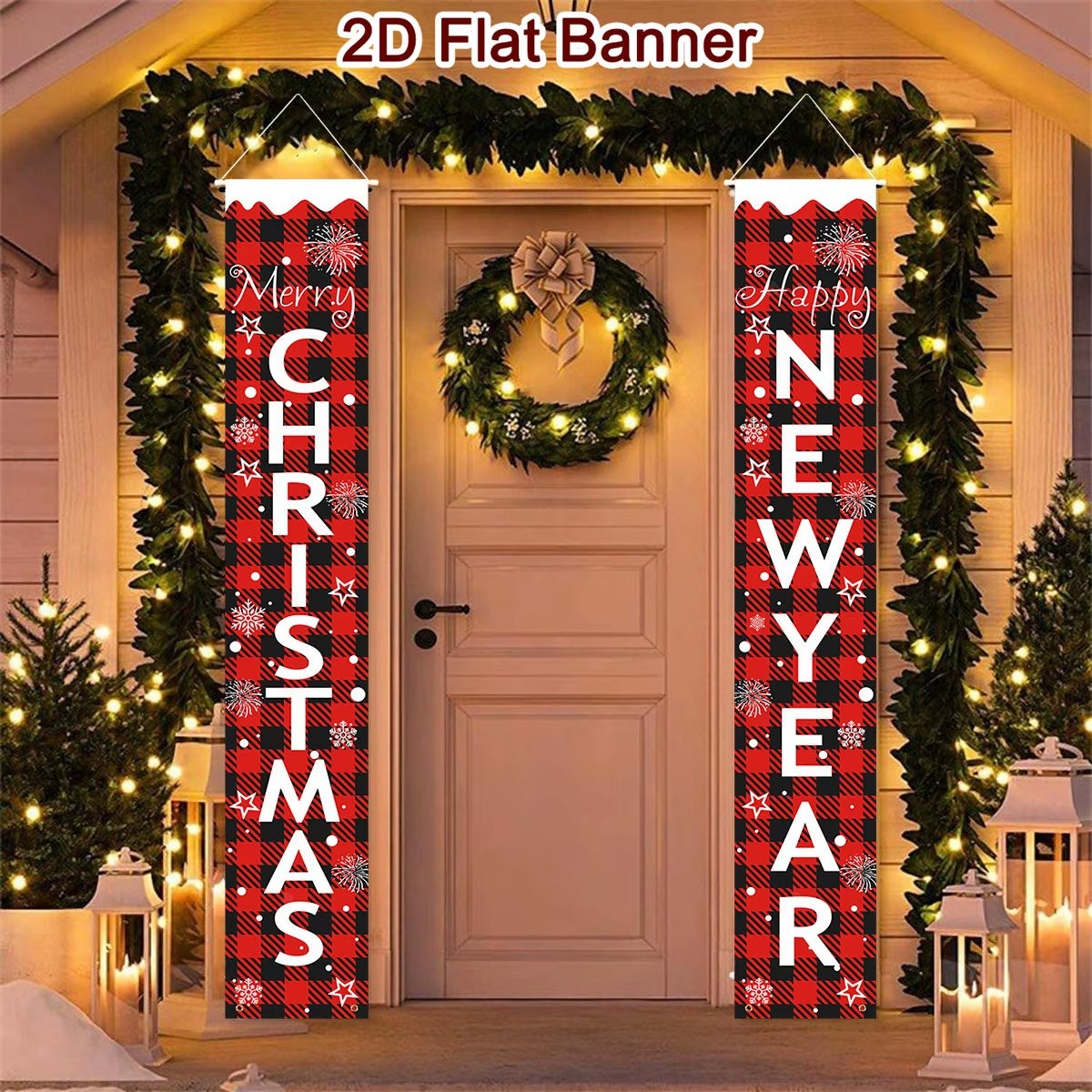 Christmas Door Banner Door Couplet Merry Christmas Decoration for Home 2025 Navidad Kerst Natal Noel Xmas Decor New Year 2026