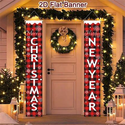 Christmas Door Banner Door Couplet Merry Christmas Decoration for Home 2025 Navidad Kerst Natal Noel Xmas Decor New Year 2026