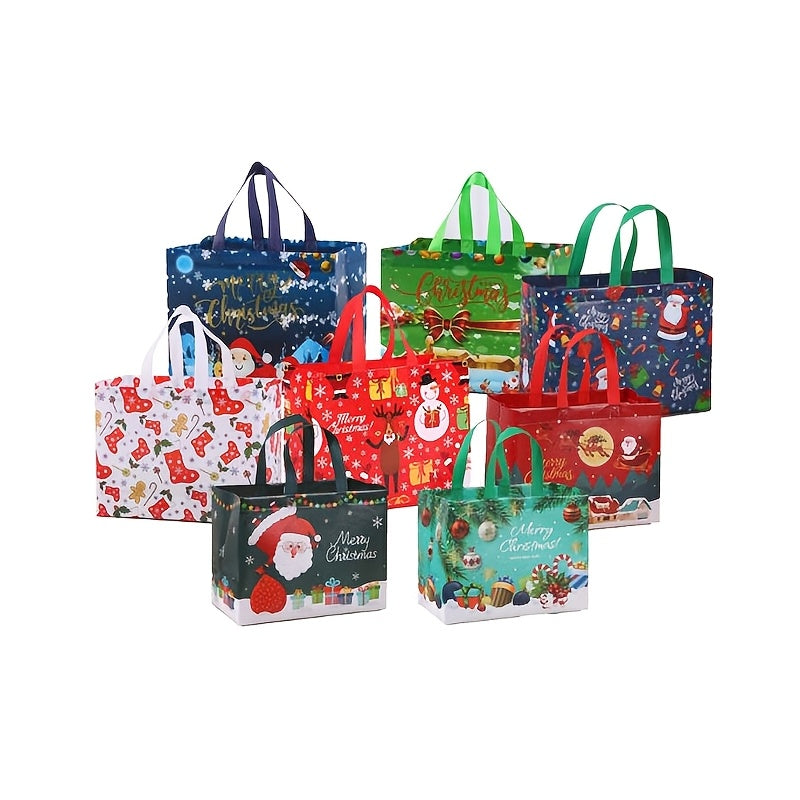[Trending] Large Christmas Gift Bags with Handles, Reusable Non-Woven Holiday Tote Bags for Gifts, Party Favors & Decorations, Festive Red/ Green/ Blue, 12.8"X9.8"X6.7"