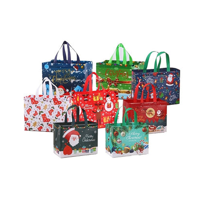 [Trending] Large Christmas Gift Bags with Handles, Reusable Non-Woven Holiday Tote Bags for Gifts, Party Favors & Decorations, Festive Red/ Green/ Blue, 12.8"X9.8"X6.7"