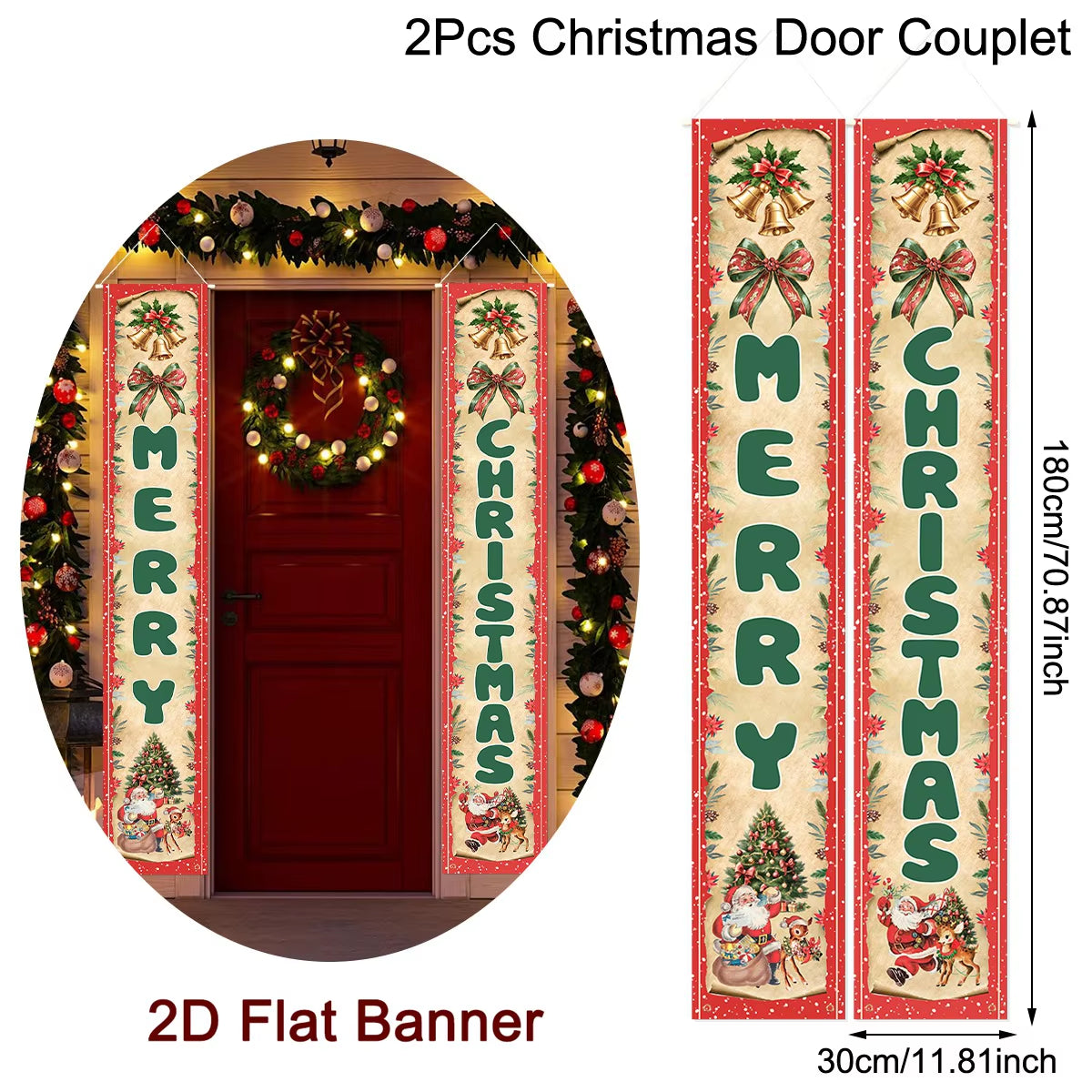 Christmas Door Banner Door Couplet Merry Christmas Decoration for Home 2025 Navidad Kerst Natal Noel Xmas Decor New Year 2026