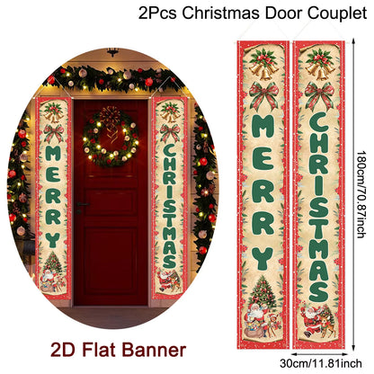 Christmas Door Banner Door Couplet Merry Christmas Decoration for Home 2025 Navidad Kerst Natal Noel Xmas Decor New Year 2026